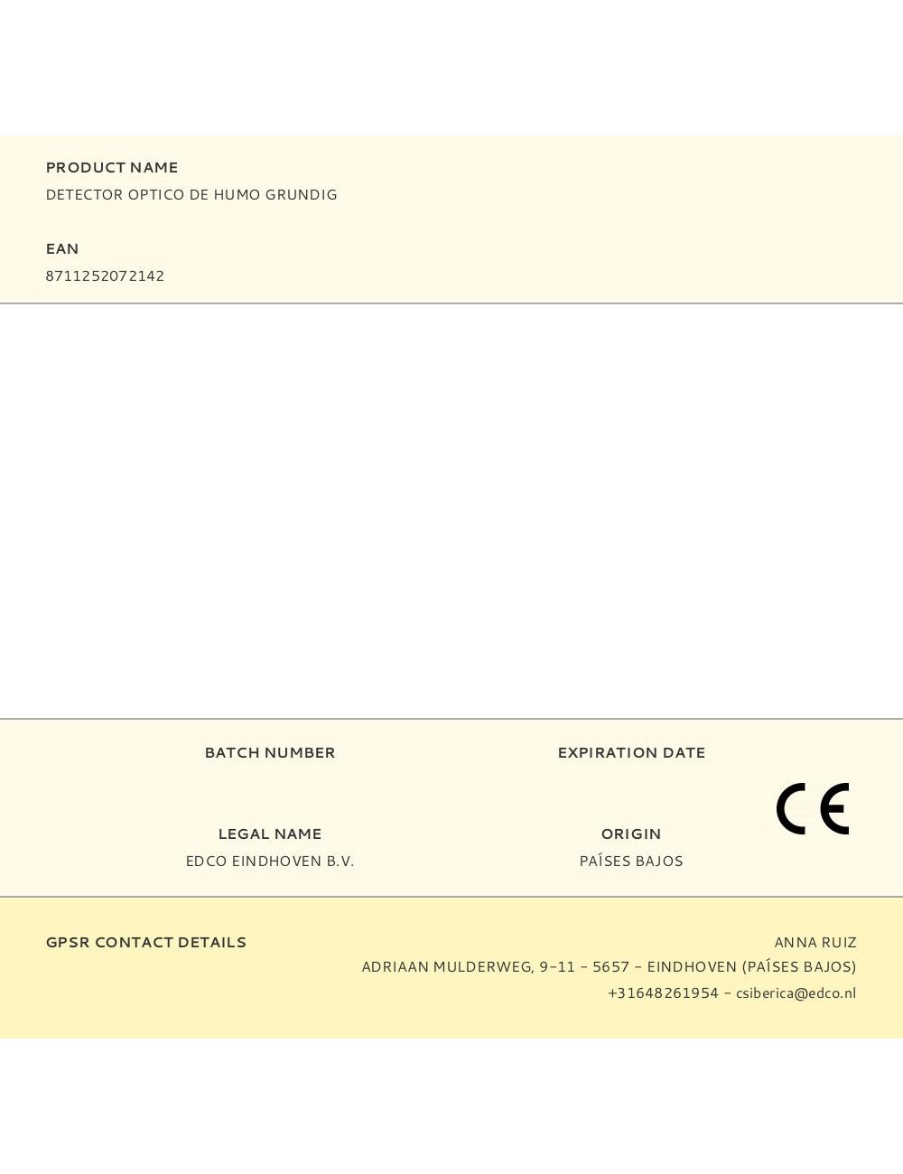 Detector optico de humo grundig