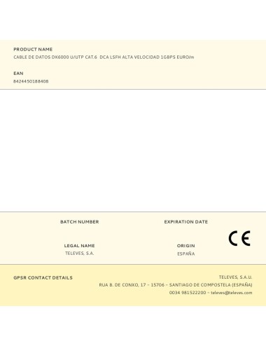 Cable de datos dk6000 u/utp cat.6 dca lsfh alta velocidad 1gbps euro/m