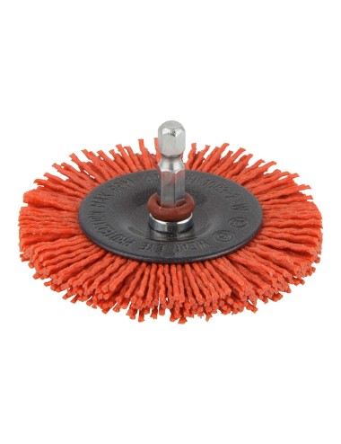 Cepillo de disco de nylon, vástago hexagonal 1/4", ø75 x 10 mm