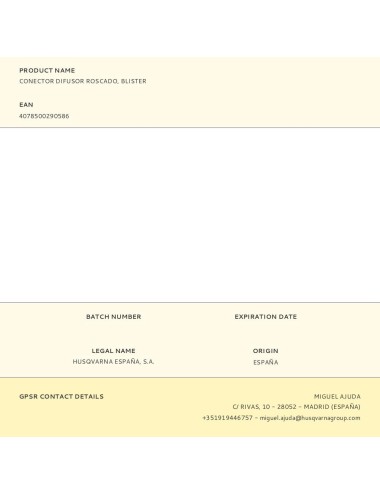 Conector difusor roscado, blister