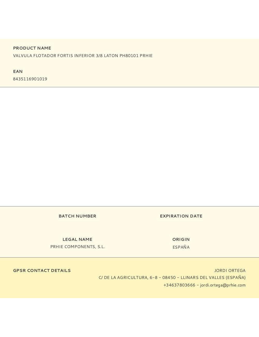 Valvula flotador fortis inferior 3/8 laton ph80101 prhie