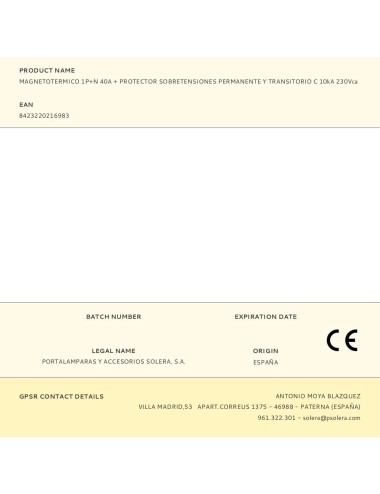 Magnetotermico 1p+n 40a + protector sobretensiones permanente y transitorio c 10ka 230vca