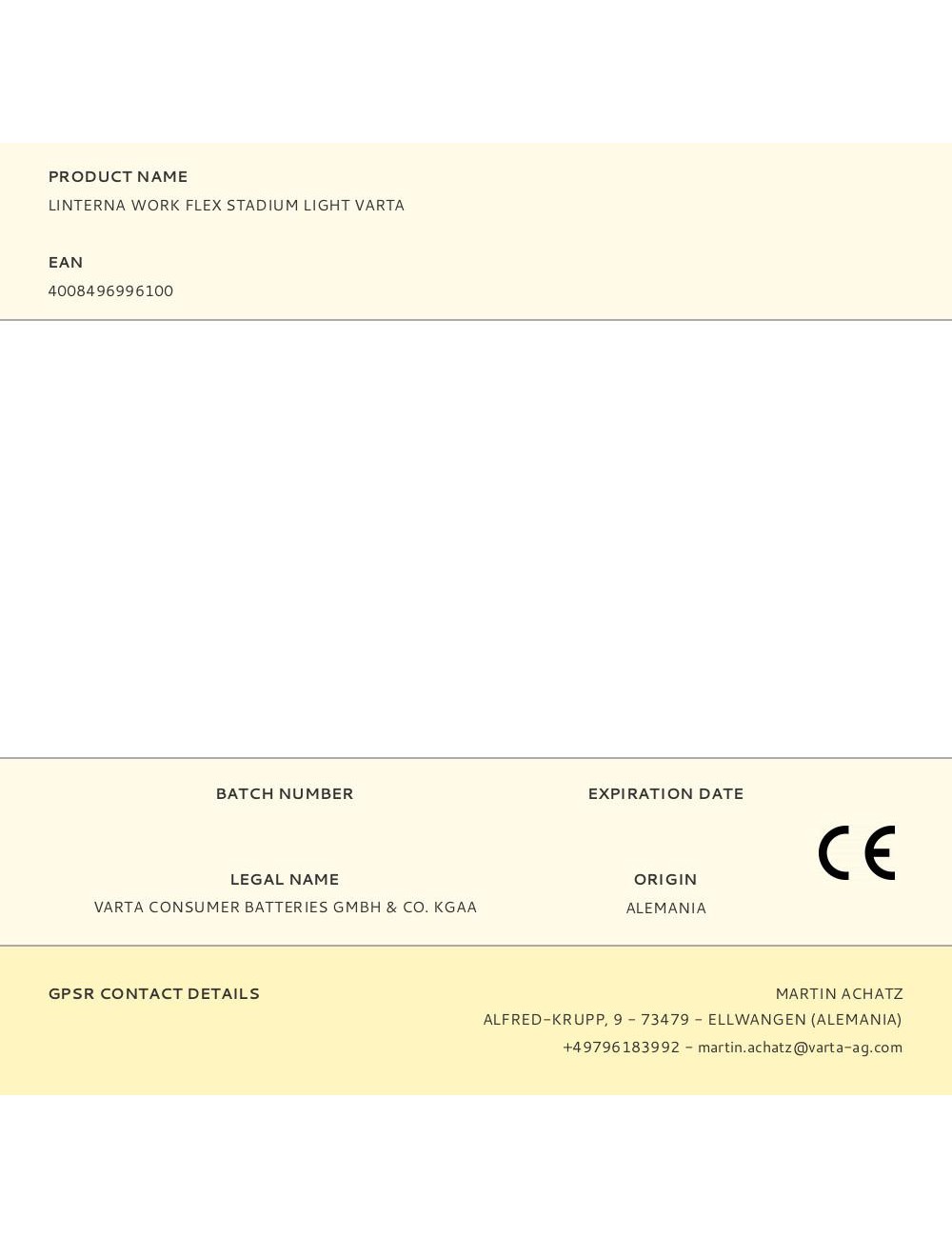 Linterna work flex stadium light varta