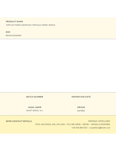 Tope de pared adhesivo tortuga verde inofix