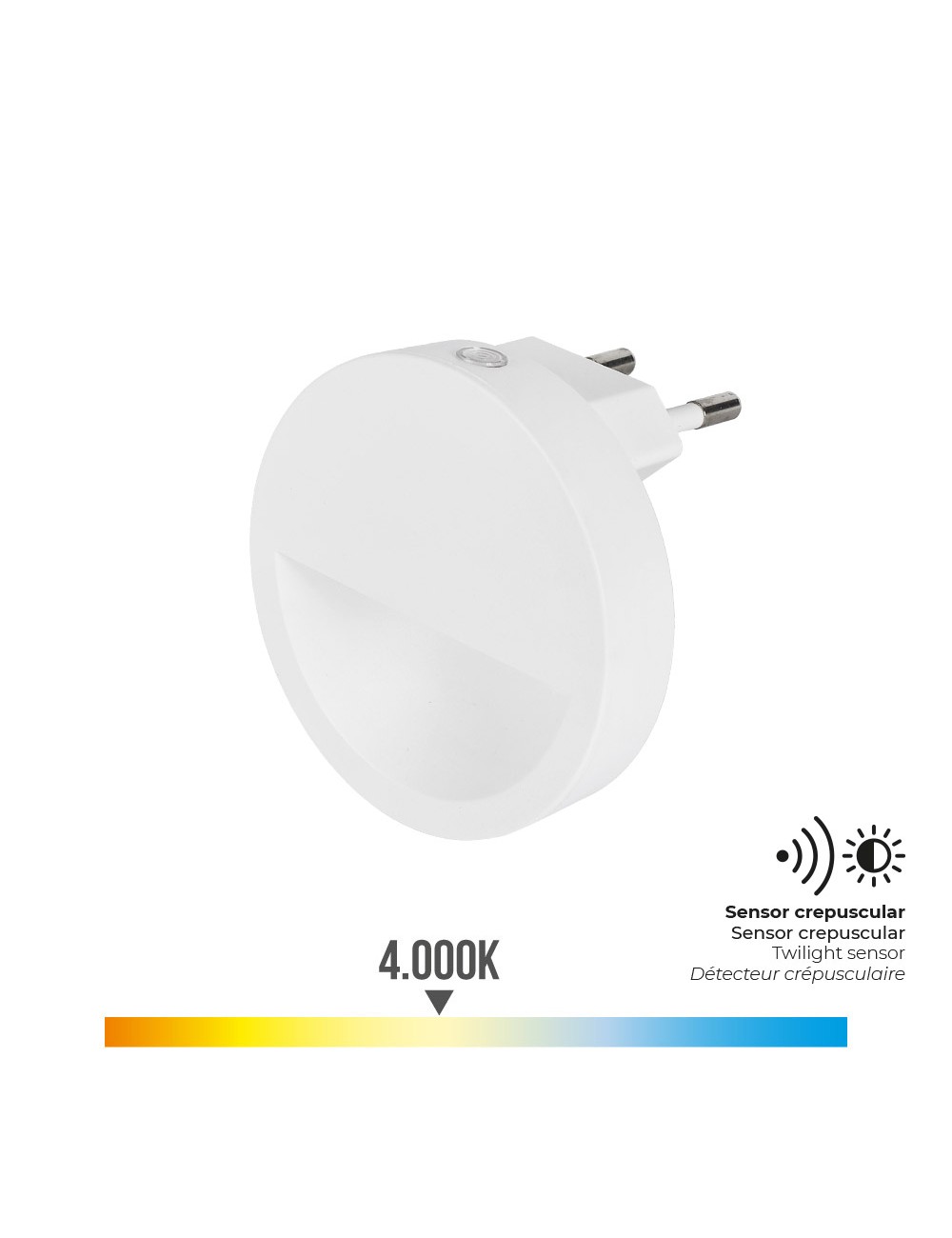 Piloto noche led redondo con visera 0,5 w 5 lm 4000 k