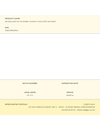 Escobillero wc de bambu-blanco colección 'natureo'