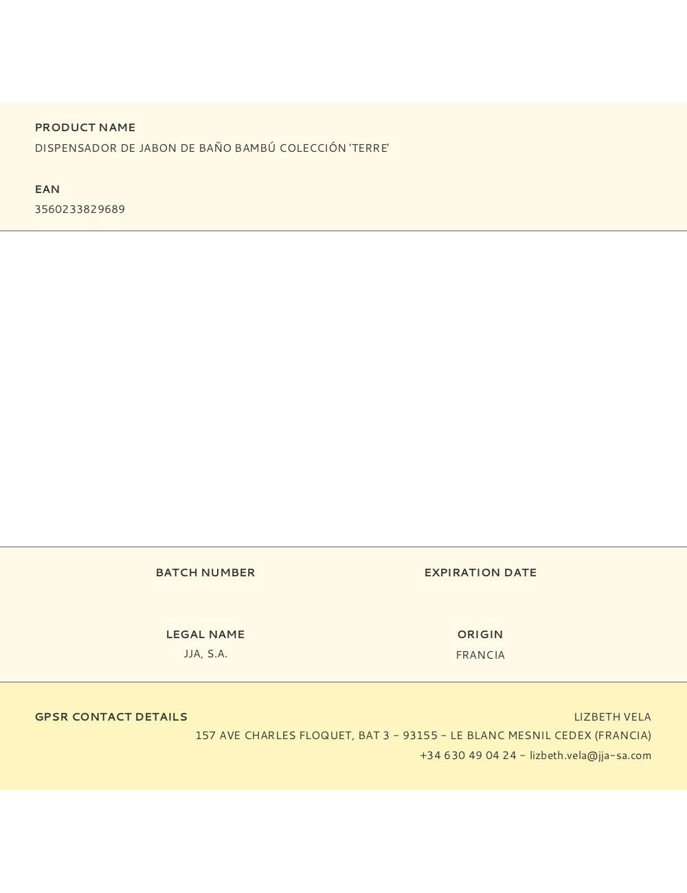 Dispensador de jabon de baño bambú colección 'terre'