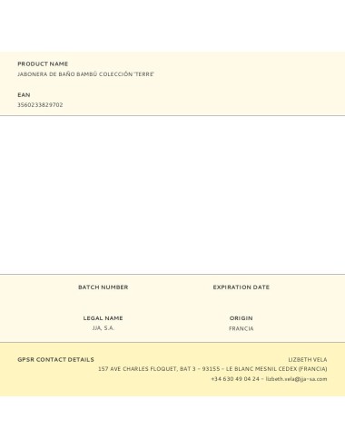 Jabonera de baño bambú colección 'terre'