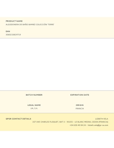 Algodonera de baño bambú colección 'terre'