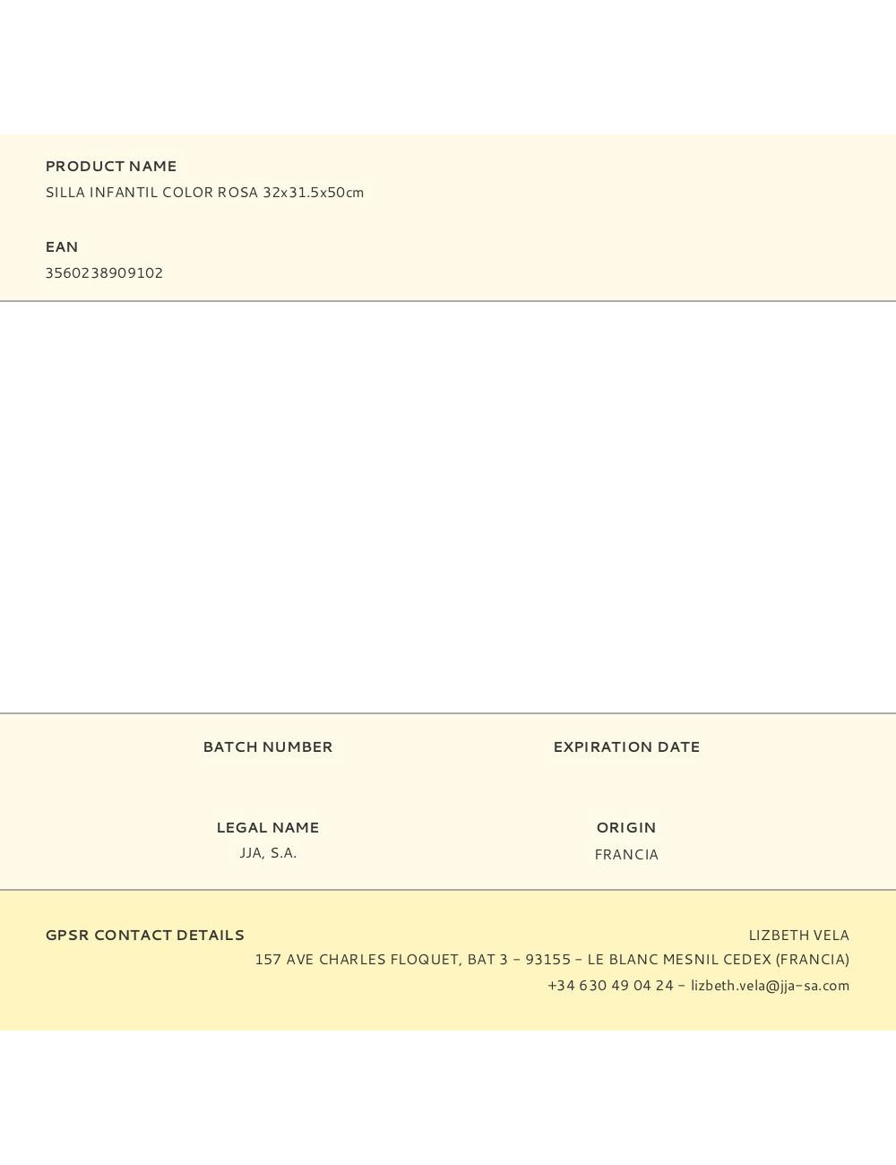 Silla infantil color rosa 32x31.5x50cm