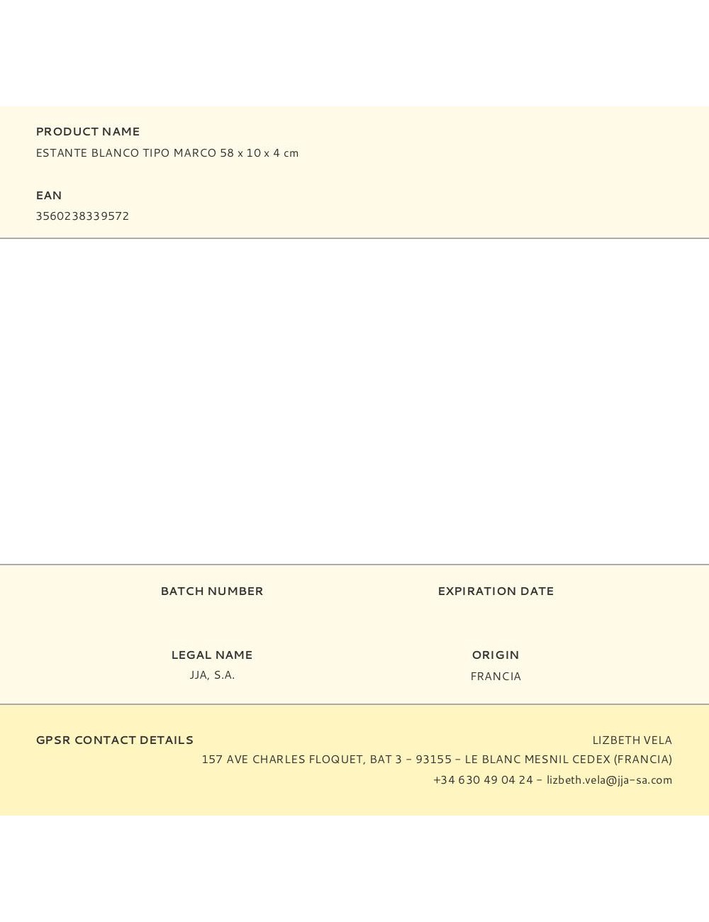 Estante blanco tipo marco 58 x 10 x 4 cm