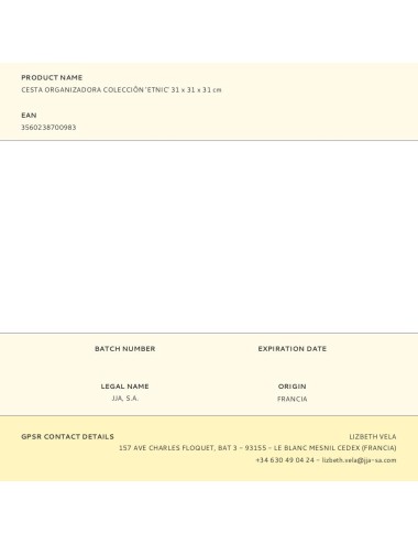 Cesta organizadora colección 'etnic' 31 x 31 x 31 cm