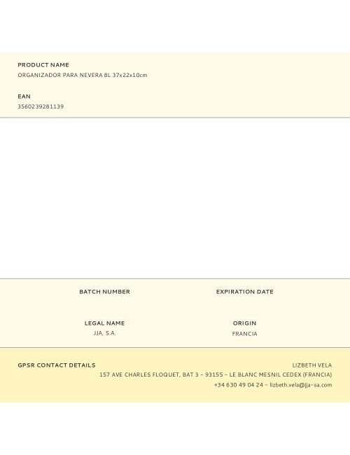 Organizador para frigorífico 8 l 37 x 22 x 10 cm