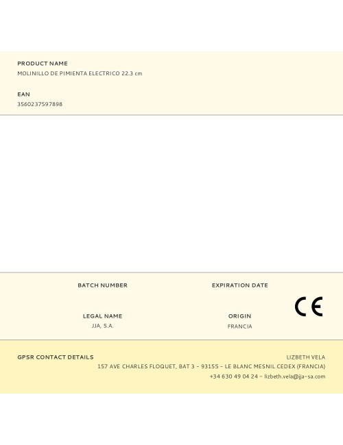 Molinillo de pimienta electrico 22,3 cm