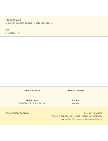 Escuadra de acero blanco (s) 4415 300 x 250 mm