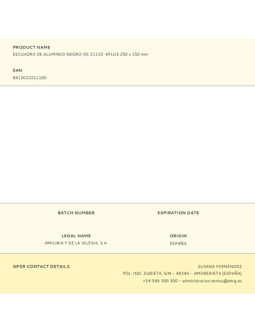 Escuadra de aluminio negro (d) 21110 4plus 250 x 150 mm