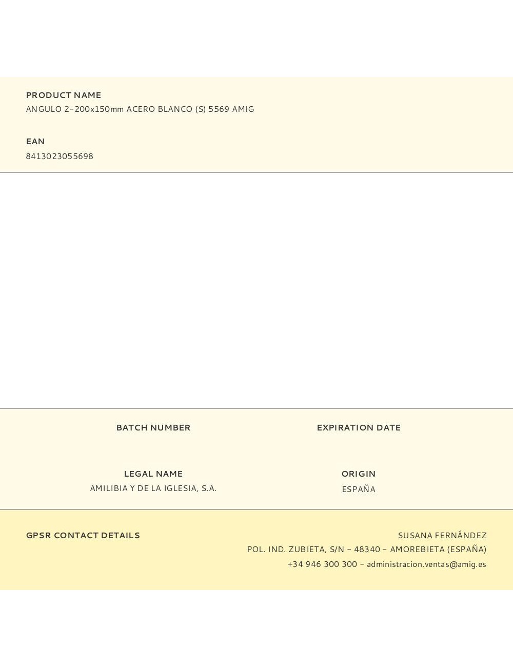 Angulo 2-200x150mm acero blanco (s) 5569 amig