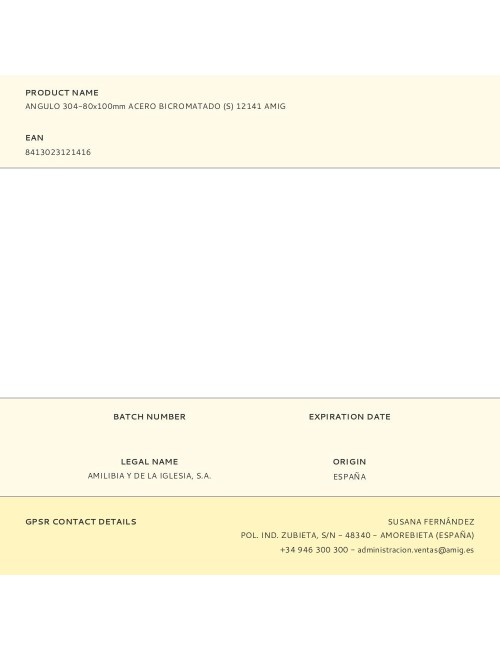Angulo 304-80x100mm acero bicromatado (s) 12141 amig