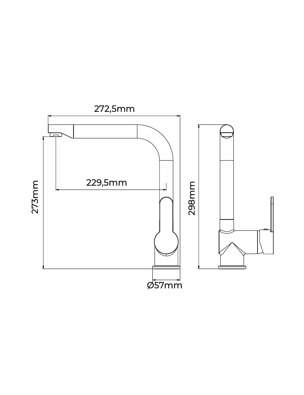 Grifo monomando de cocina caño alto serie calella