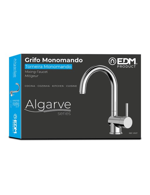 Grifo monomando de cocina caño alto serie algarve