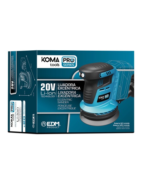 Lijadora excentrica 20 v brushless (sin batería ni cargador) 13 x 30 x 15 cm