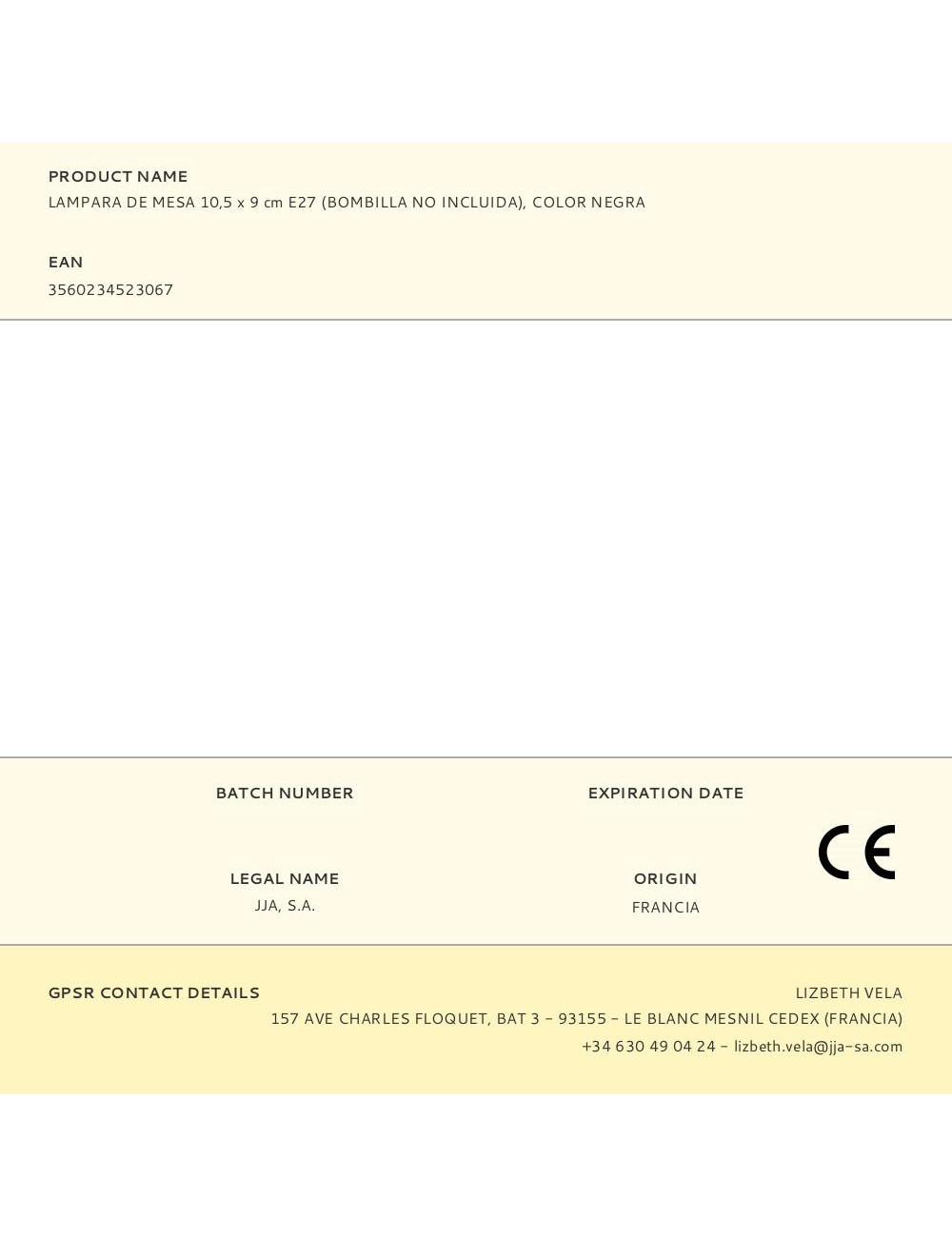 Lampara de mesa 10,5 x 9 cm e27 (bombilla no incluida), color negra