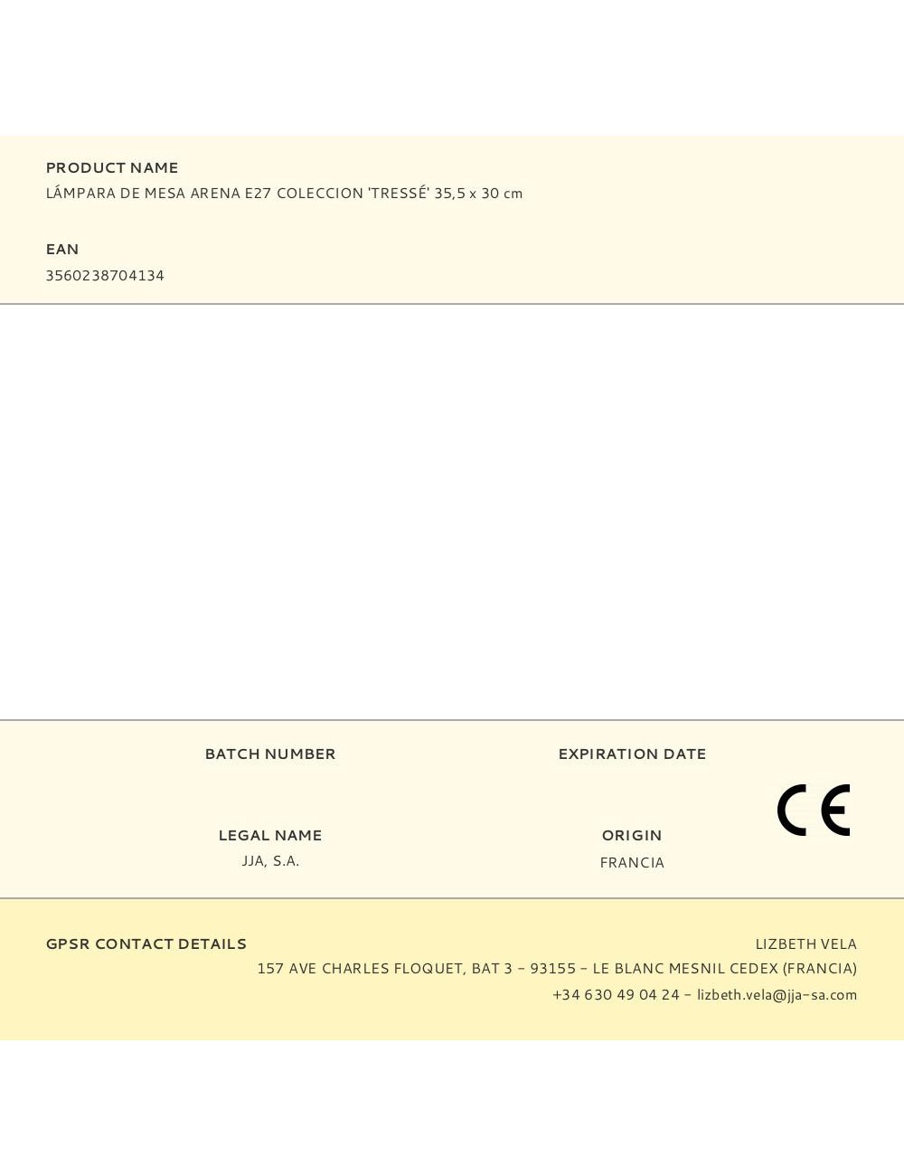 Lámpara de mesa arena e27 coleccion 'tressé' 35,5 x 30 cm