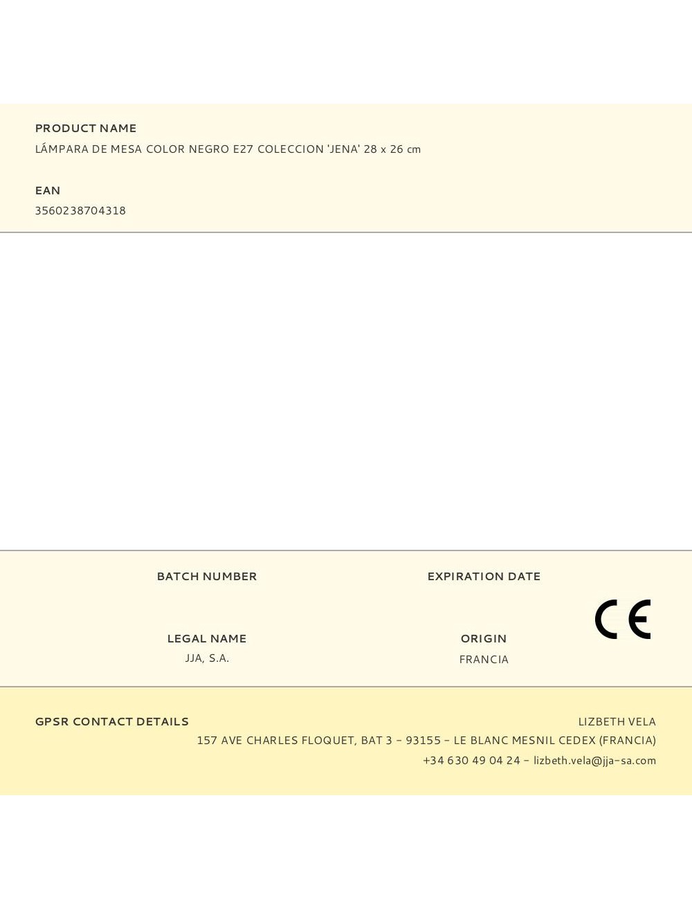 Lámpara de mesa color negro e27 coleccion 'jena' 28 x 26 cm