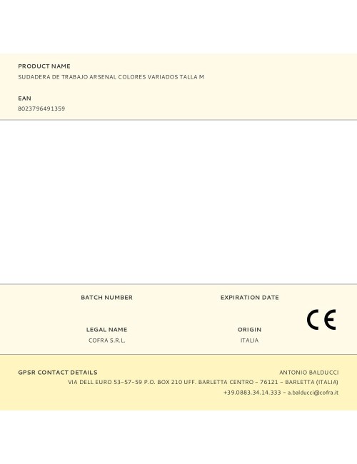 Sudadera de trabajo arsenal colores variados talla m