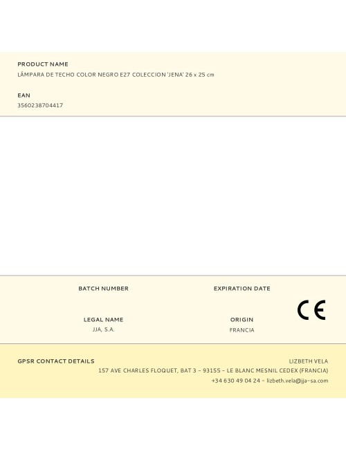 Lámpara de techo color negro e27 coleccion 'jena' 26 x 25 cm