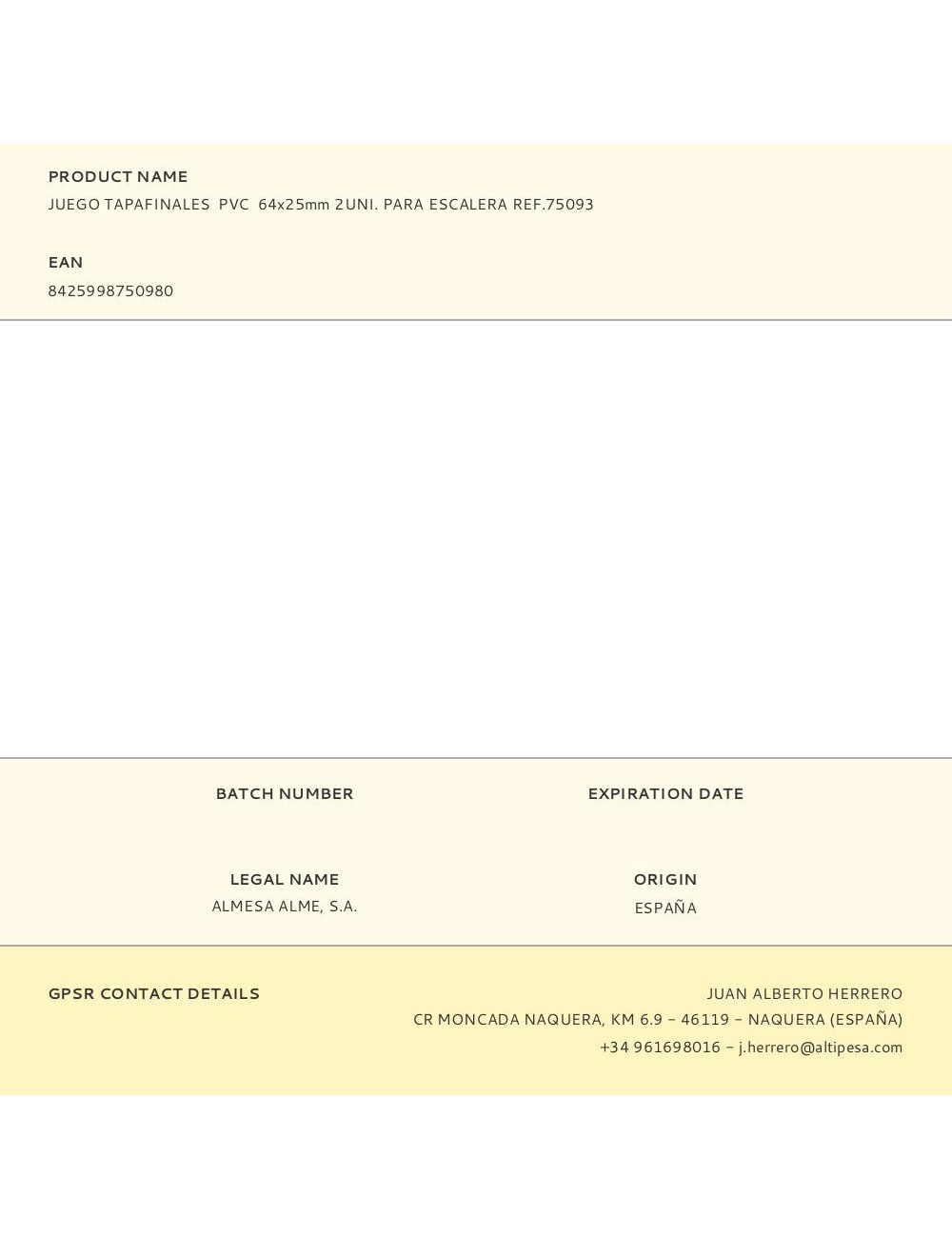 Juego tapafinales pvc 64x25mm 2uni. para escalera ref.75093