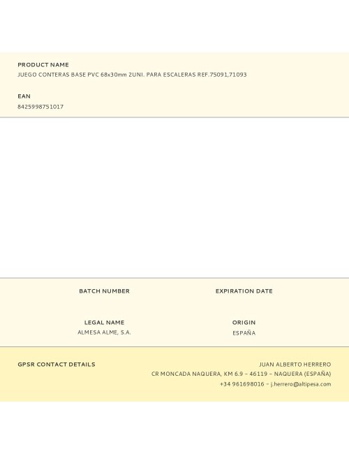 Juego conteras base pvc 68x30mm 2uni. para escaleras ref.75091,71093