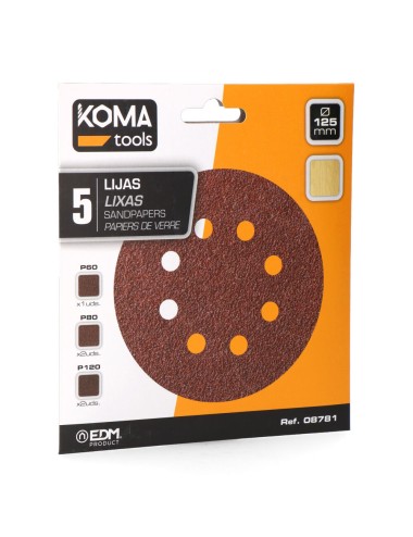 Lijas para lijadora excéntrica 08780, set 5 uds