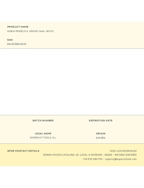 Gubia modelo 6. ancho: 6mm. wuto