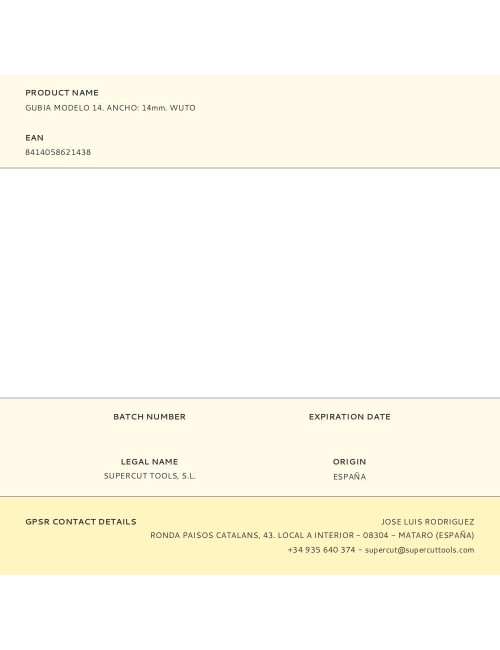 Gubia modelo 14. ancho: 14mm. wuto