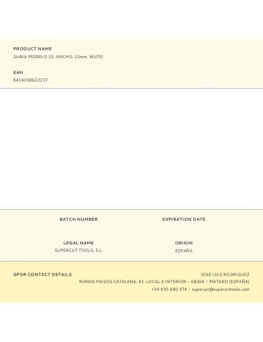 Gubia modelo 22. ancho: 22mm. wuto