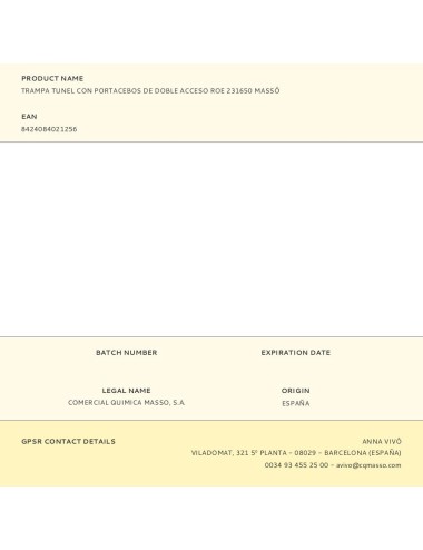 Trampa tunel con portacebos de doble acceso roe 231650 massó