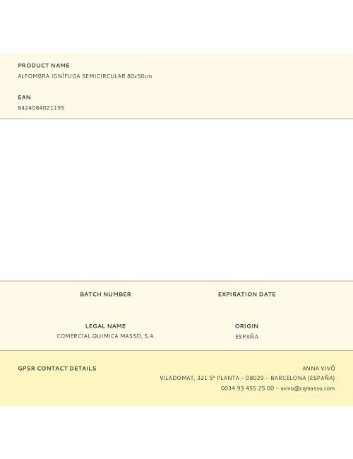 Alfombra ignífuga semicircular 80x50cm