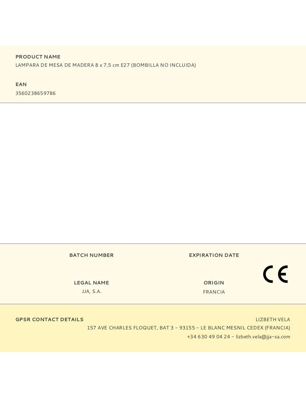 Lampara de mesa de madera 8 x 7,5 cm e27 (bombilla no incluida)