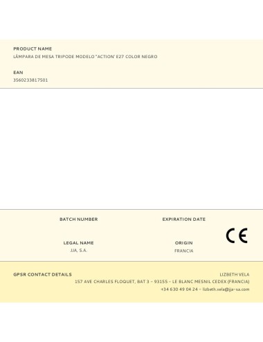 Lámpara de mesa tripode modelo "action' e27 color negro