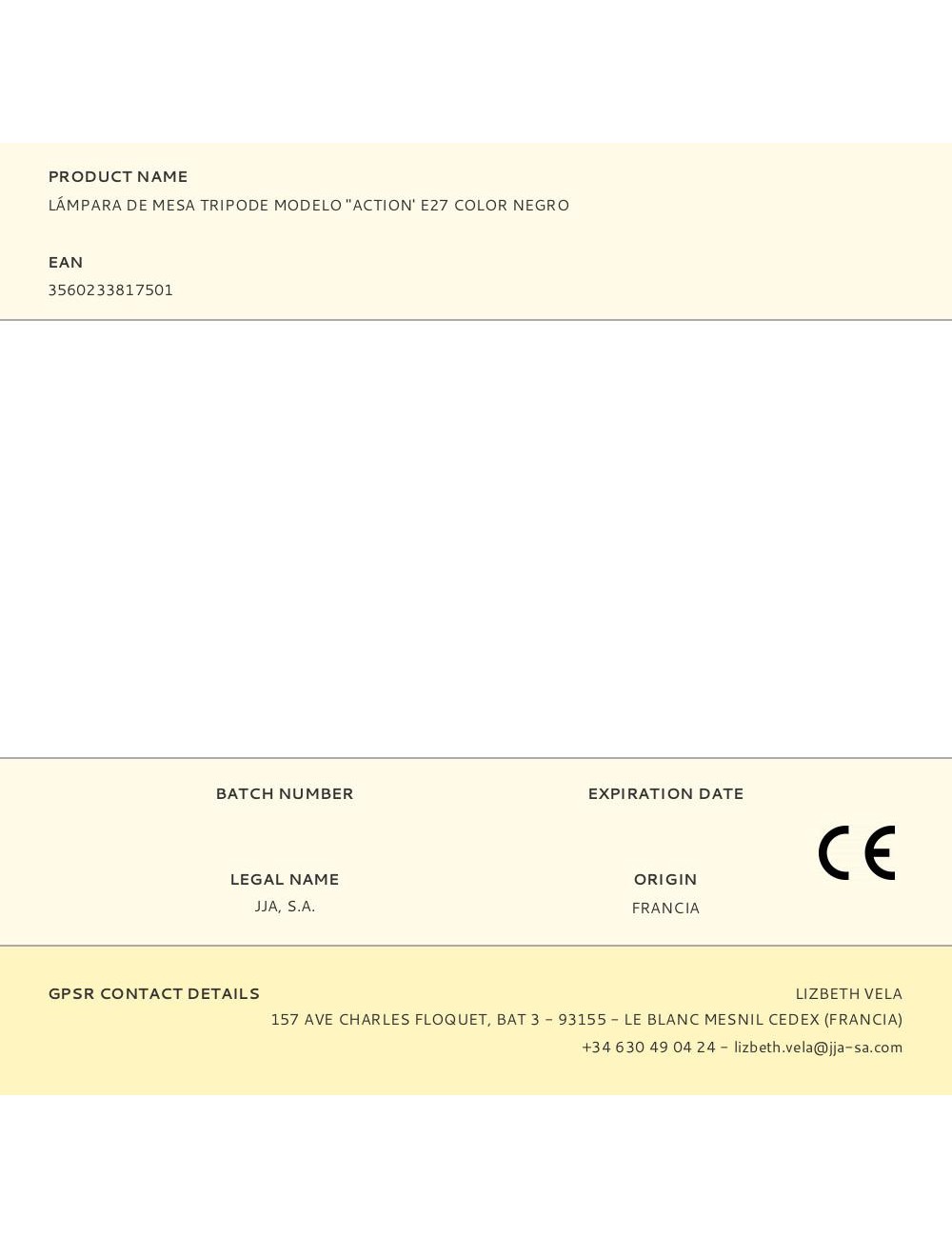 Lámpara de mesa tripode modelo "action' e27 color negro