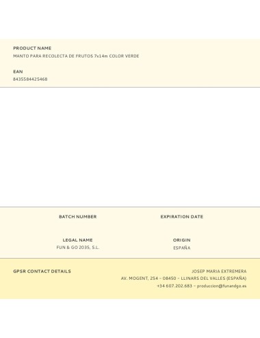 Manto para recolecta de frutos 7x14m color verde