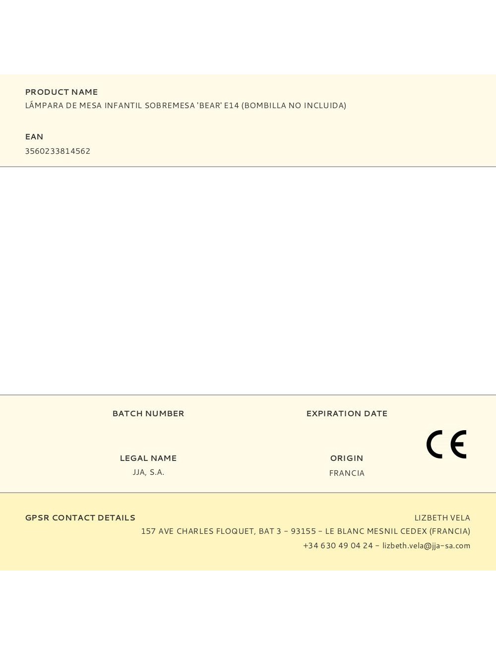 Lámpara de mesa infantil sobremesa 'bear' e14 (bombilla no incluida)