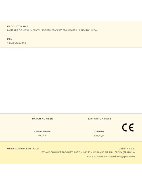 Lámpara de mesa infantil sobremesa 'cat' e14 (bombilla no incluida)