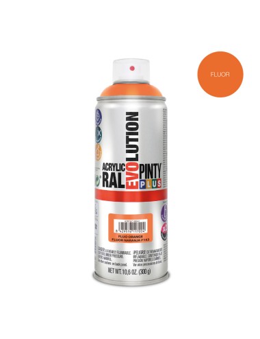Pintura acrílica spray evolution 520 cc f143 fluor naranja 300 g