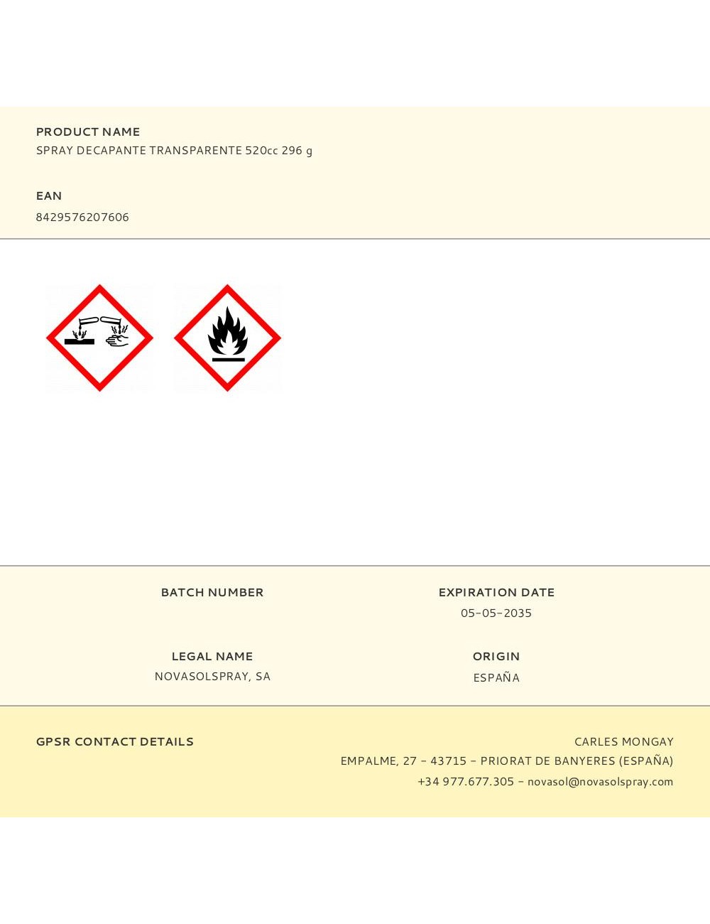 Spray decapante transparente 520cc 296 g