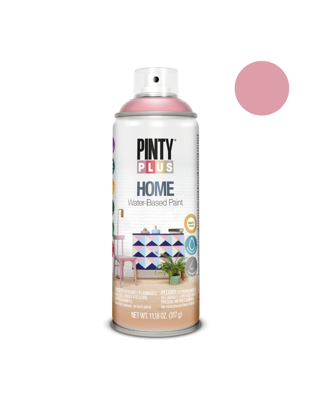 Pintura acrílica spray home water-based 520 cc ancient rose hm118