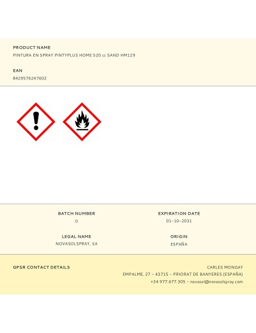 Pintura acrílica spray home water-based 520 cc sand hm129