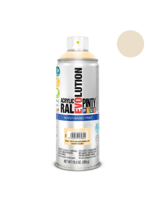 Pintura acrílica spray evolution water-based 520 cc ral 1015 marfil claro