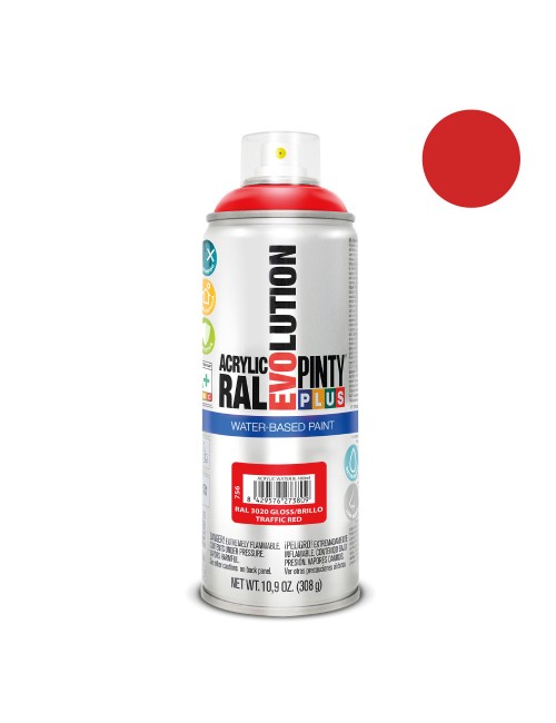 Pintura acrílica spray evolution water-based 520 cc ral 3020 rojo tráfico
